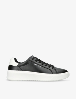 Shop Skechers Men's Blk/white Court Break Faux-leather Low-top Trainers