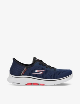 Skechers Mens Navy Go Walk 7 Logo-patch Woven Low-top Trainers