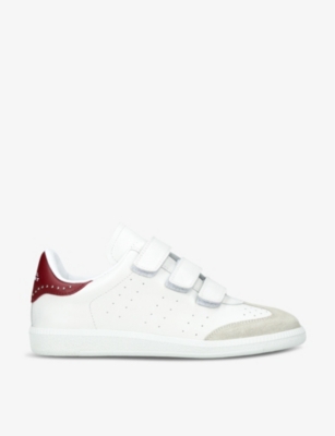 Shop Isabel Marant Womens White/red Beth Leather Low-top Trainers