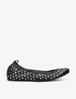 Isabel Marant Belna Studded Leather Ballerina Flats In Black