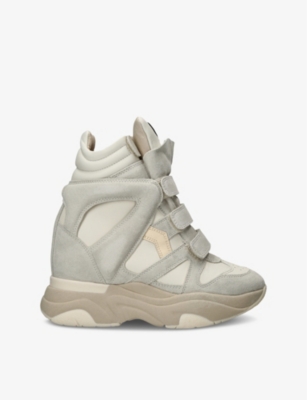 ISABEL MARANT: Balskee suede and leather heeled trainers