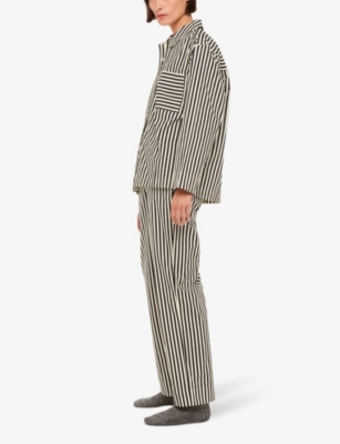 Whistles Womens Black Stripe-print Relaxed-fit Cotton Pyjama Bottoms In Black