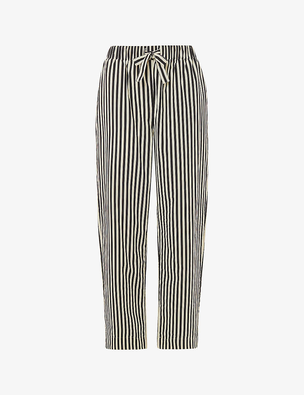 Whistles Womens Black Stripe-print Relaxed-fit Cotton Pyjama Bottoms