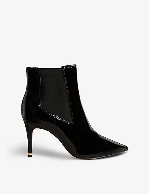 TED BAKER: Yimmona branded-ring patent-leather heeled Chelsea boots