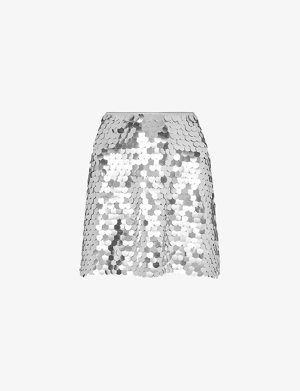 Whistles Circle Sequined Mini Skirt In Silver
