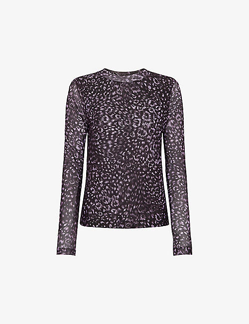 WHISTLES: Leopard-print long-sleeve stretch recycled-polyester top