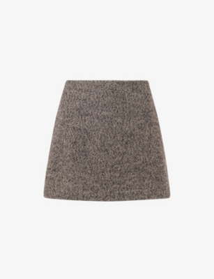 WHISTLES: Herringbone high-rise recycled-polyester mini skirt