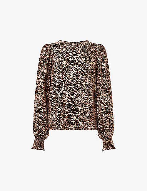 WHISTLES: Coffee Bean abstract-print woven top