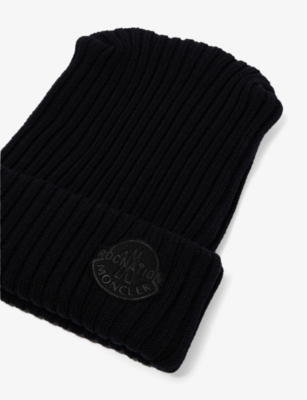 Shop Moncler Genius Men's Black X Roc Nation Branded Wool Beanie
