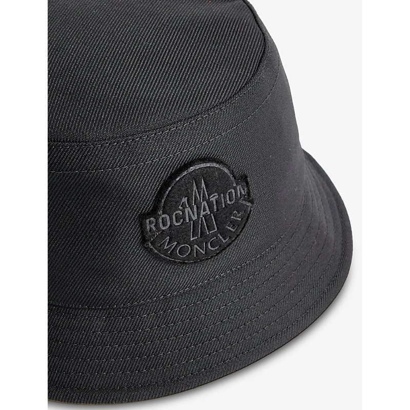 Shop Moncler Genius Mens Black X Roc Nation Branded Woven Bucket Hat