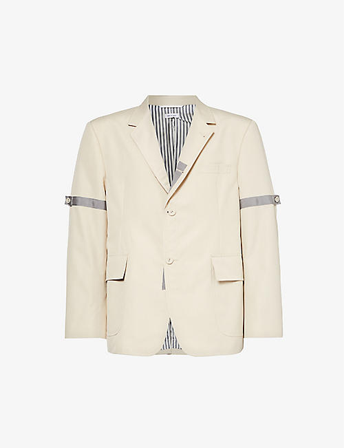 THOM BROWNE: Strapped-sleeve notched-lapel regular-fit twill jacket