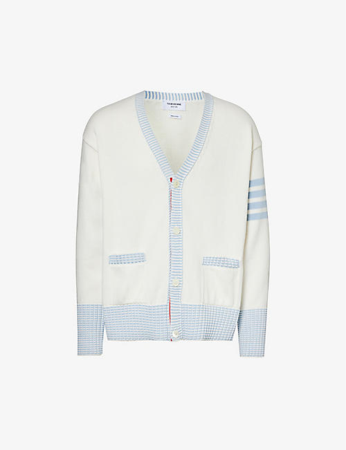 THOM BROWNE: Hector Icon four-bar cotton-knit cardigan
