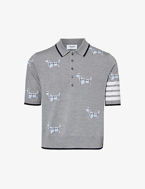 THOM BROWNE: Hector Icon four-bar wool-blend polo shirt