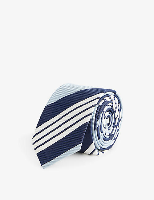 THOM BROWNE: Classic striped silk and cotton-blend tie