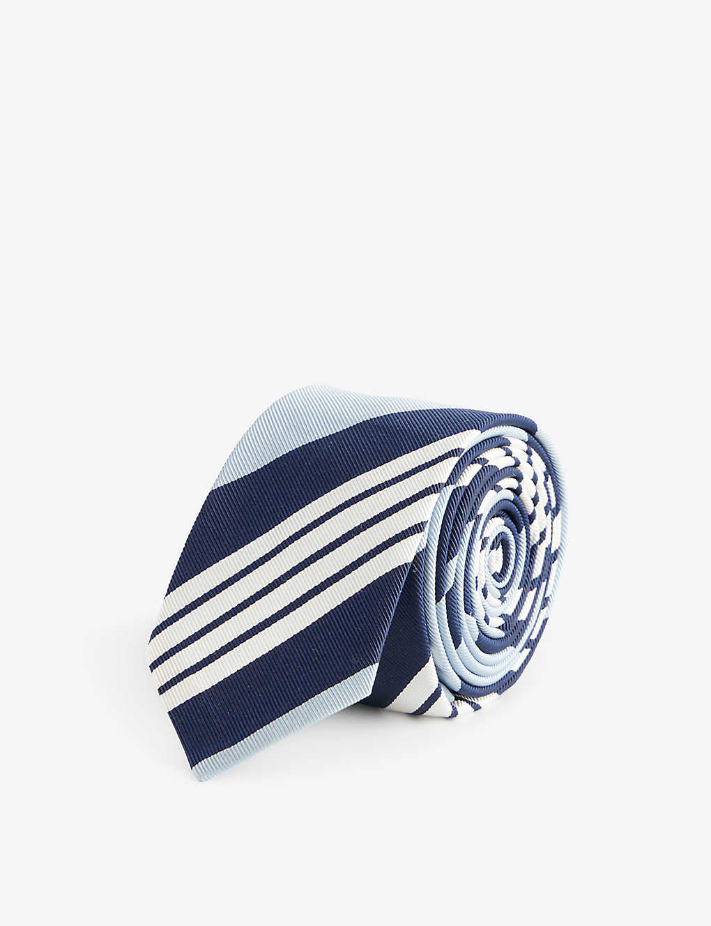 Thom Browne Mens Medium Blue Classic Striped Silk And Cotton-blend Tie