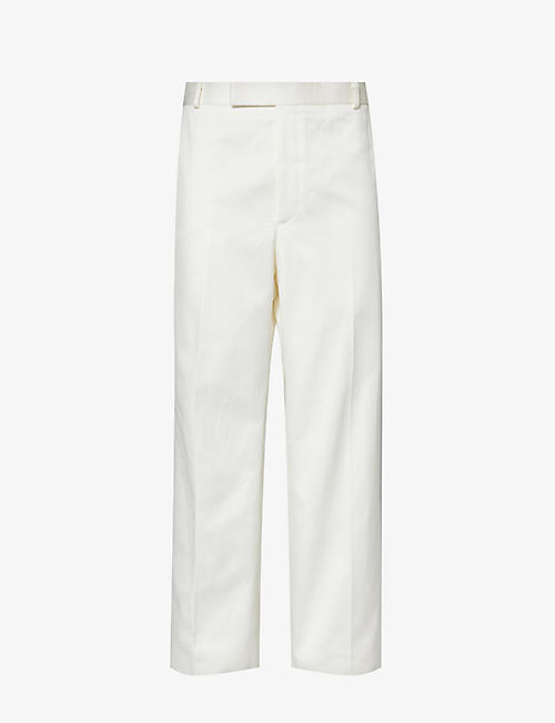 THOM BROWNE: Brand-tab straight-leg low-rise cotton-twill trousers