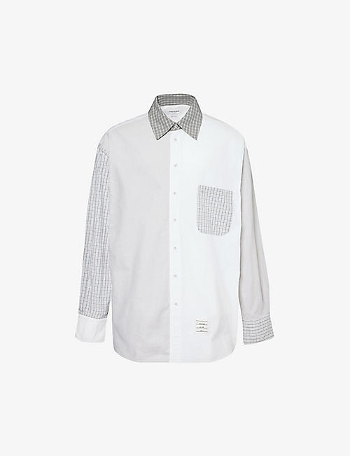 THOM BROWNE: Funmix contrast-panel cotton shirt