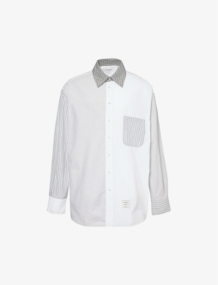 Thom Browne White Cotton Funmix Oversized Long Sleeve Shirt In White