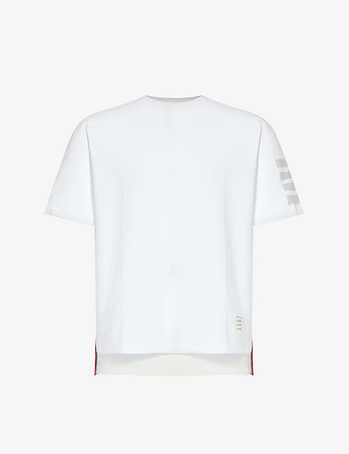 THOM BROWNE: Branded short-sleeved cotton-jersey T-shirt