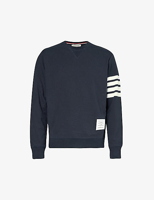 THOM BROWNE: Classic brand-stripe cotton-jersey sweatshirt