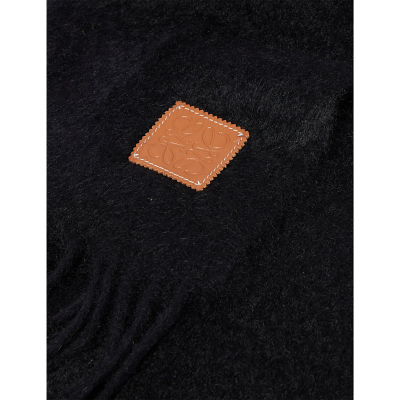 Shop Loewe Mens Black Anagram Brushed Mohair Wool-blend Knitted Scarf 185cm X 23cm