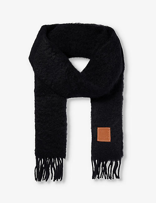 LOEWE: Anagram brushed mohair wool-blend knitted scarf 185cm x 23cm