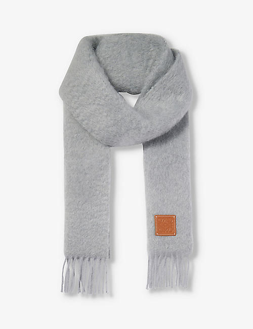 LOEWE: Anagram brushed mohair wool-blend knitted scarf 185cm x 23cm