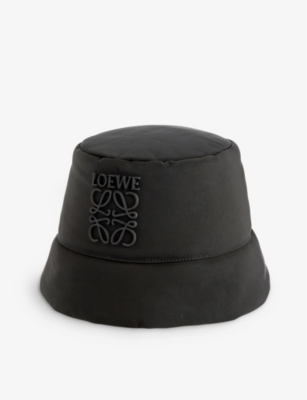 Shop Loewe Mens Black Brand-embroidered Shell Bucket Hat