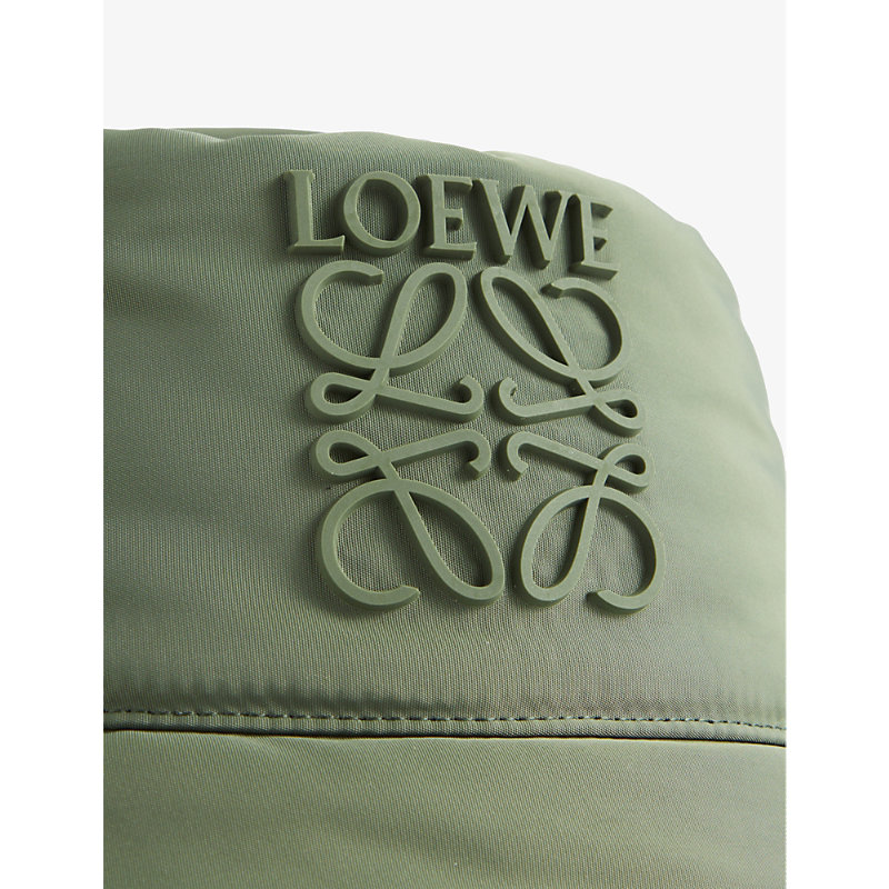 Shop Loewe Mens Khaki Green Padded Wide-brim Shell Bucket Hat