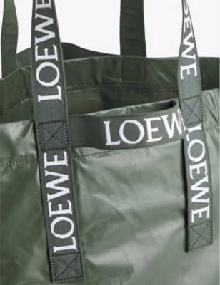Shop Loewe Bottle Green Fold Twin-handle Leather Tote Bag
