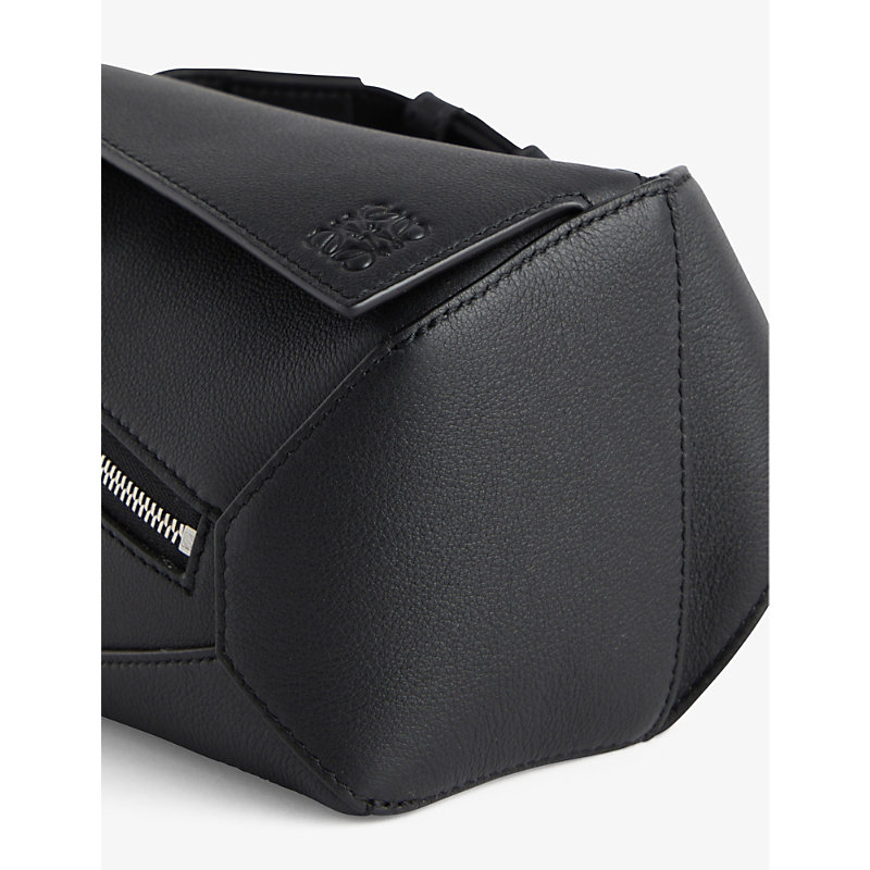 Shop Loewe Puzzle Edge Brand-debossed Mini Leather Bum Bag In Black