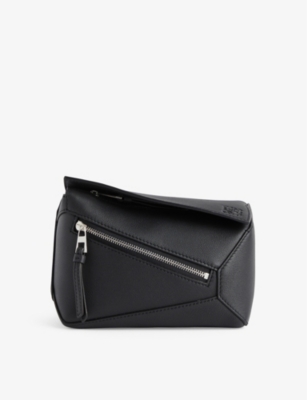 Loewe Puzzle Edge Brand-debossed Mini Leather Bum Bag In Black