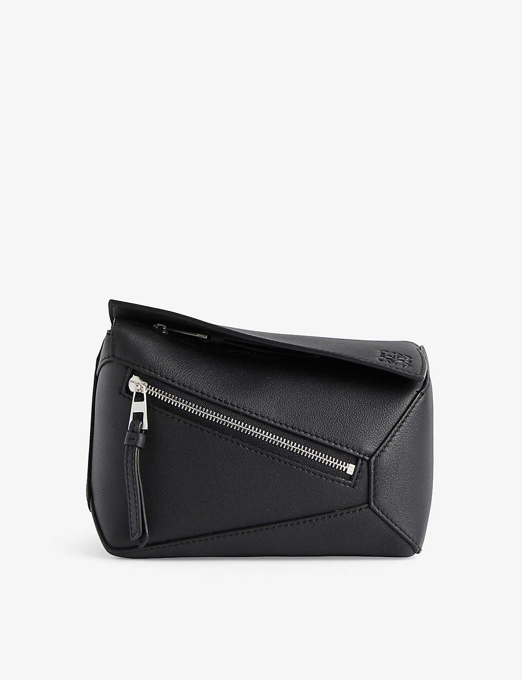 Loewe Puzzle Edge Brand-debossed Mini Leather Bum Bag In Black