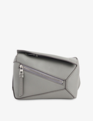 Shop Loewe Men's Asphalt Grey Puzzle Edge Brand-debossed Mini Leather Bum Bag