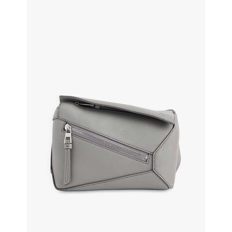 Shop Loewe Men's Asphalt Grey Puzzle Edge Brand-debossed Mini Leather Bum Bag
