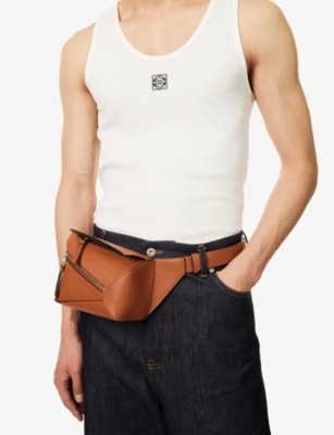 Shop Loewe Men's Tan Puzzle Edge Mini Leather Belt Bag