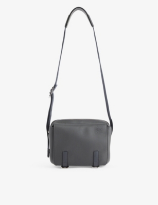 Loewe Brand-debossed Leather Cross-body Bag In Anthracite