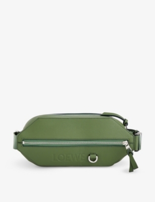 Loewe Convertible Sling Leather Cross-body Bag In Green