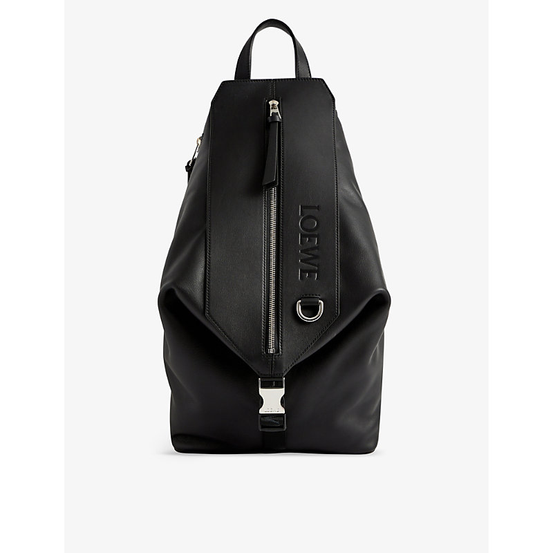 Loewe Mens Black Convertible Small Leather Backpack