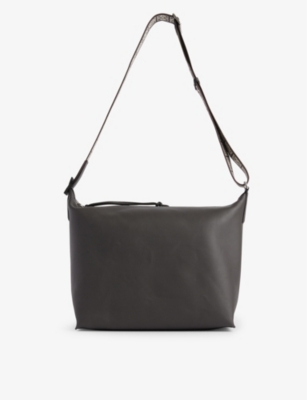 Shop Loewe Dark Grey Cubi Leather Shoulder Bag