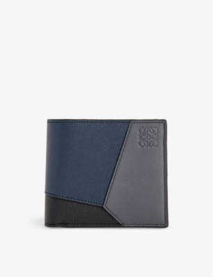Shop Loewe Deep Navy/anthracite Puzzle Edge Brand-debossed Leather Wallet