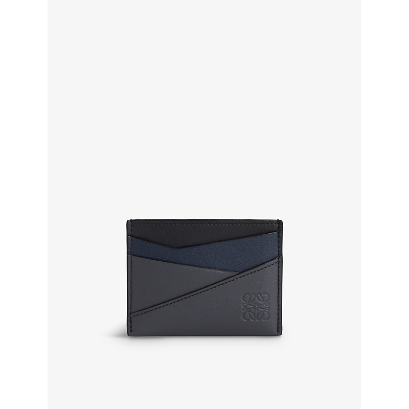 Loewe Puzzle Edge Leather Wallet In Deep Navy/anthracite