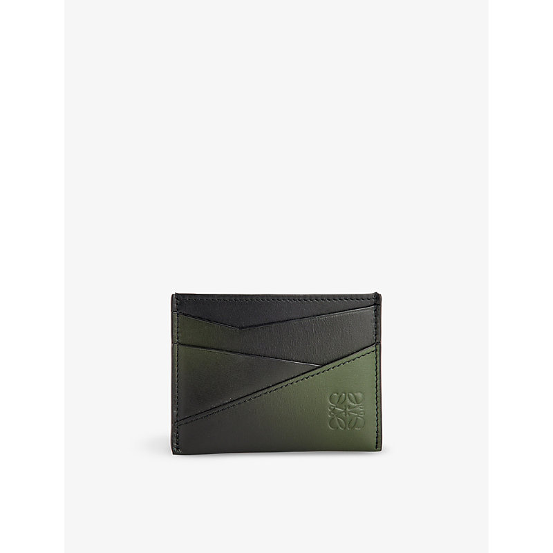 Loewe Bottle Green Puzzle Edge Brand-debossed Leather Card Holder In Multi