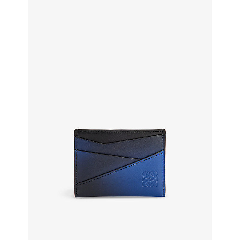 Loewe Navy Blue Puzzle Edge Brand-debossed Leather Card Holder