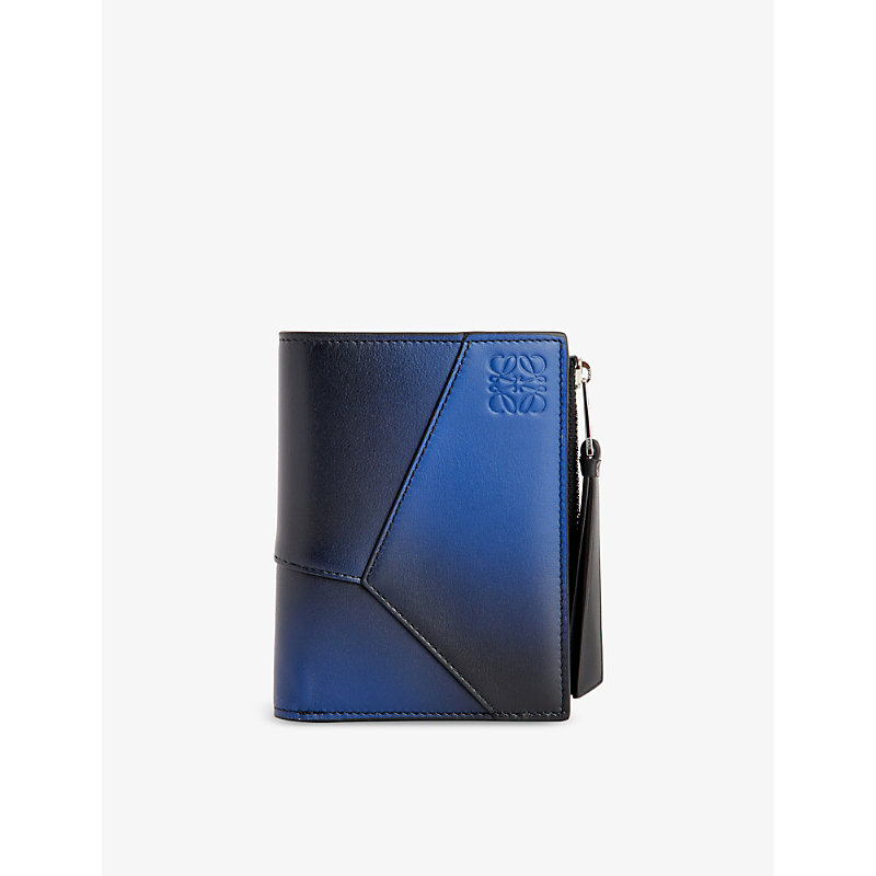 Loewe Navy Blue Puzzle Compact Leather Zip Wallet