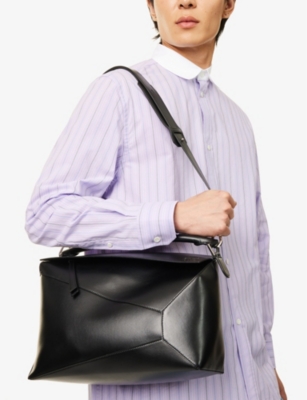 Shop Loewe Black Puzzle Edge Leather Cross-body Bag