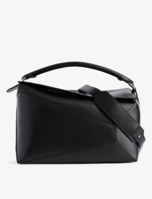 Shop Loewe Black Puzzle Edge Leather Cross-body Bag