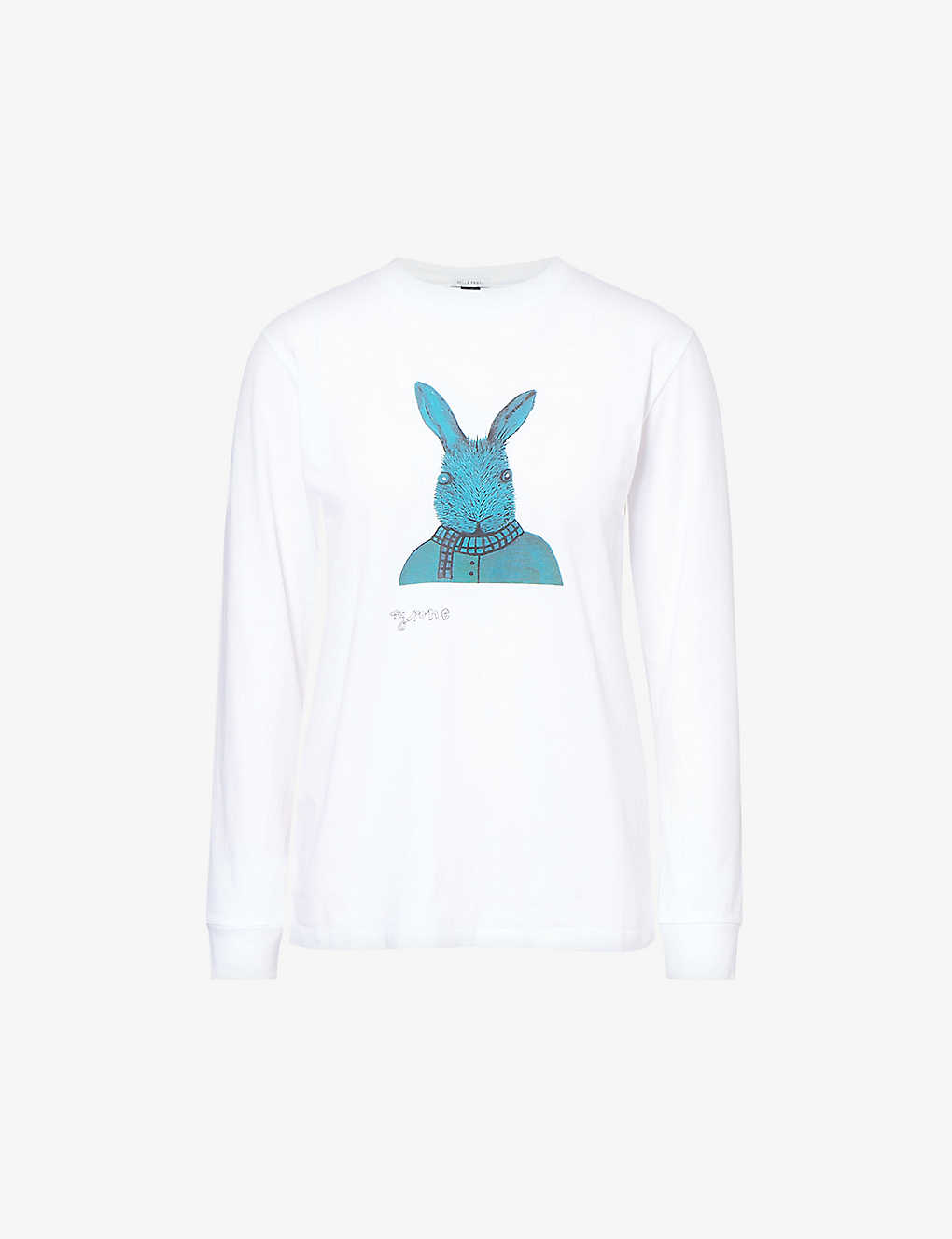 Bella Freud Mythological Bunny Graphic-print Organic-cotton T-shirt In White