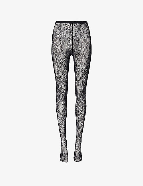 WARDROBE.NYC: High-rise floral-lace tights