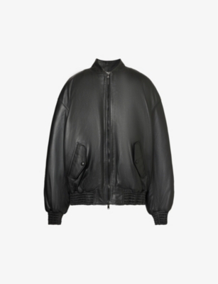 Shop Wardrobe.nyc Women's Black Oversized Leather Bomber Jacket